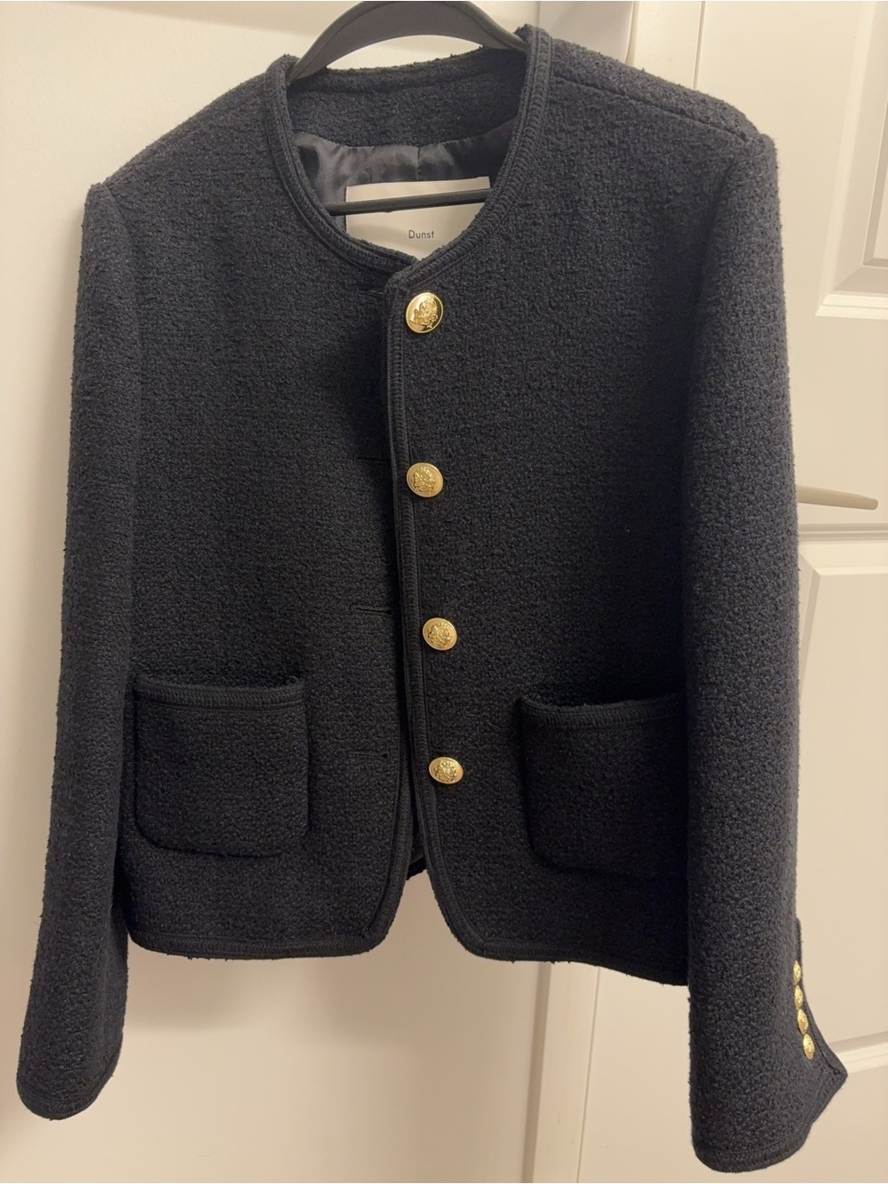 DUNST Classic Boucle Tweed Jacket in Black